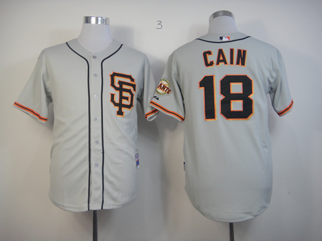 Men San Francisco Giants 18 Cain Grey MLB Jerseys